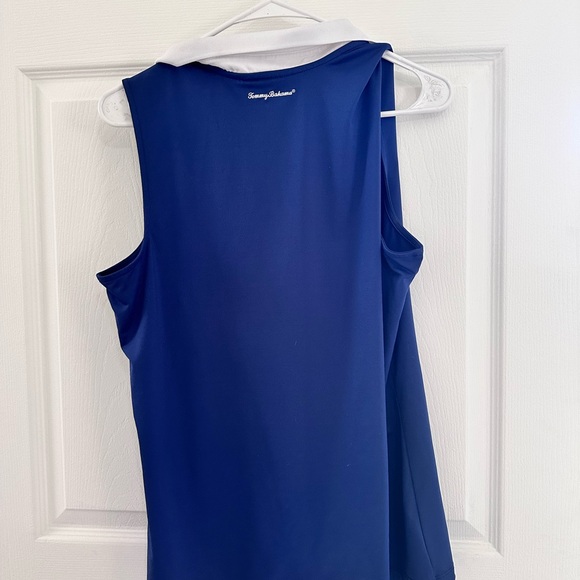 Tommy Bahama Navy with White collar, Racquet & Paddle Sleeveless Polo Top - Picture 2 of 3